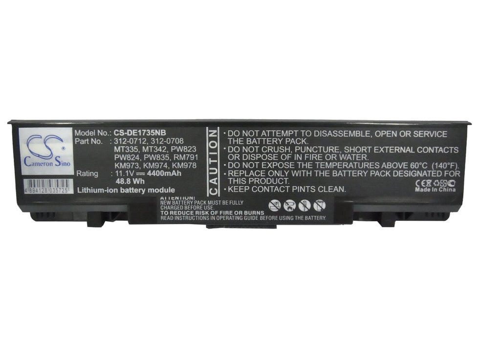 CS-DE1735NB : Battery for DELL Studio 1735, Studio 1736, Studio 1737 - Replaces DELL KM973, KM974, KM978 and others