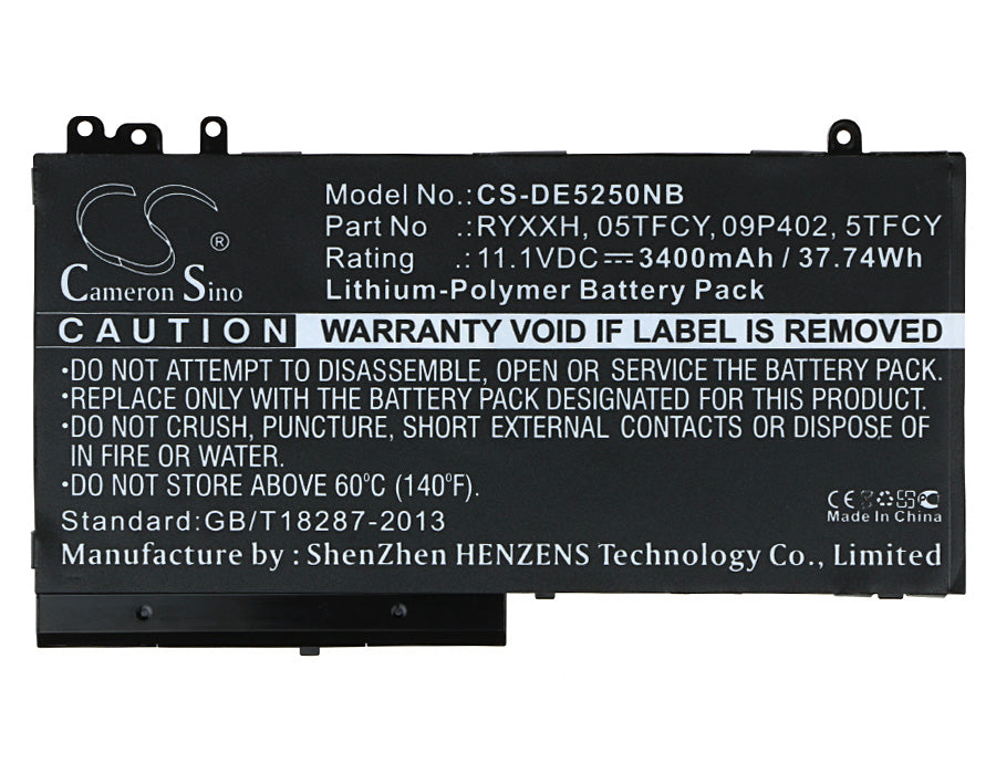 CS-DE5250NB : Battery for DELL Latitude 12 5000, Latitude 12 E5250, Latitude 12 E5550 and others - Replaces DELL RYXXH, 05TFCY, 09P402 and others