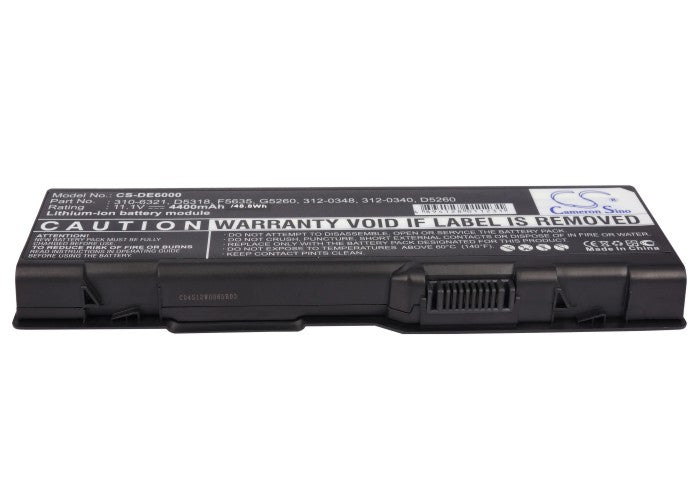 CS-DE6000 : Battery for DELL Inspiron 6000, Inspiron 9200, Inspiron 9300 and others - Replaces DELL 310-6321, 312-0340, D5318 and others