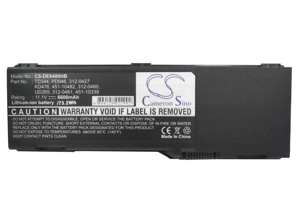 CS-DE6400HB : Battery for DELL Latitude 131L, Inspiron 1501, Inspiron E1505 and others - Replaces DELL KD476, 312-0599, UD267 and others