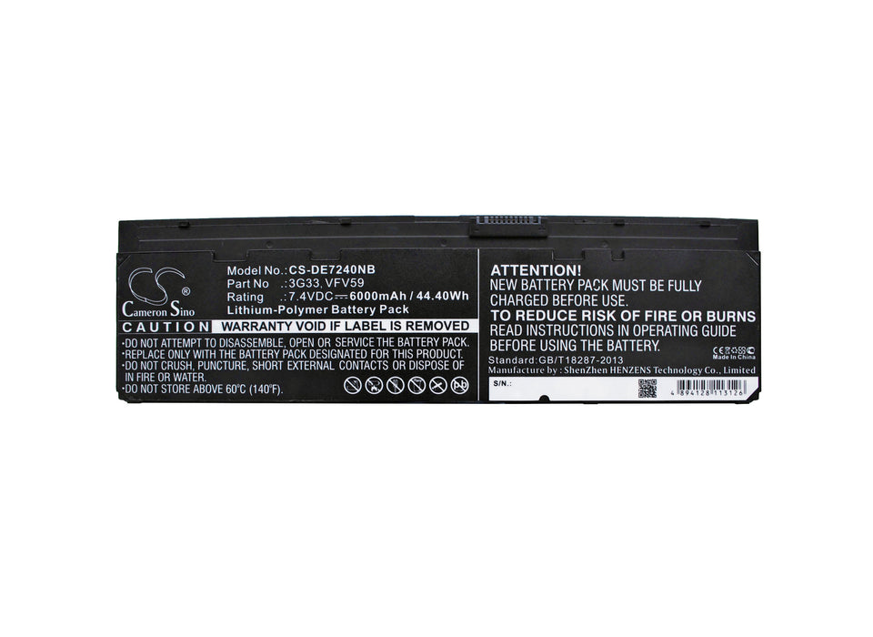 CS-DE7240NB : Battery for DELL Latitude E7240, Latitude E7240 12.5, Latitude E7240 7240-2716 and others - Replaces DELL VFV59, WD52H, W57CV and others