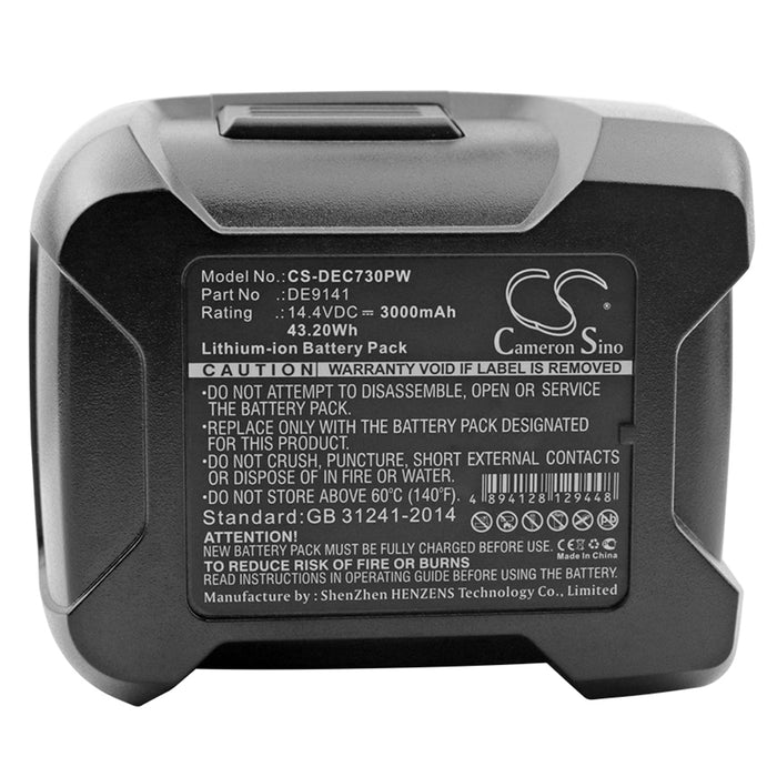 CS-DEC730PW : Battery for DeWalt DC733K2, DC731KA, DC735KA and others - Replaces DeWalt DE9141