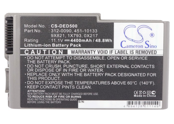 CS-DED500 : Battery for DELL Inspiron 500m, Inspiron 510m, Inspiron 600m and others - Replaces DELL 0X217, 1X793, 310-4482 and others