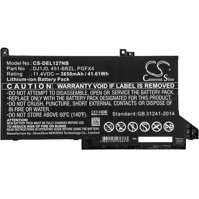 CS-DEL127NB : Battery for DELL Latitude 12 7000, Latitude 12 7280, Latitude 12 7480 and others - Replaces DELL 451-BBZL, DJ1J0, PGFX4 and others