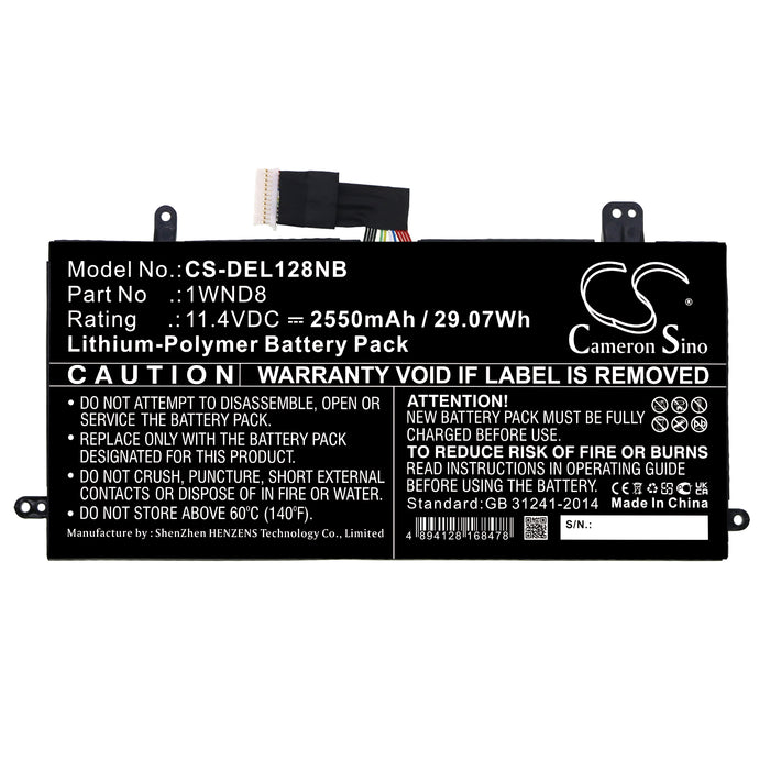 CS-DEL128NB : Battery for DELL Latitude 12 5285, Latitude 5285 - Replaces DELL 1WND8