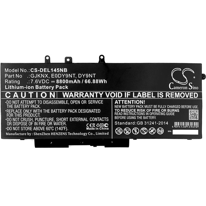 CS-DEL145NB : Battery for DELL Latitude 14 5491, Latitude 15 5591, Latitude 5280 and others - Replaces DELL GJKNX, 00JWGP, 03VC9Y and others