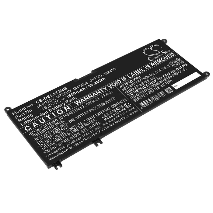 CS-DEL173NB : Battery for DELL Inspiron 13 7577, Inspiron 13 7779, Inspiron 13 7778 and others - Replaces DELL 4WN0Y, 9P3NW, G4MX4 and others