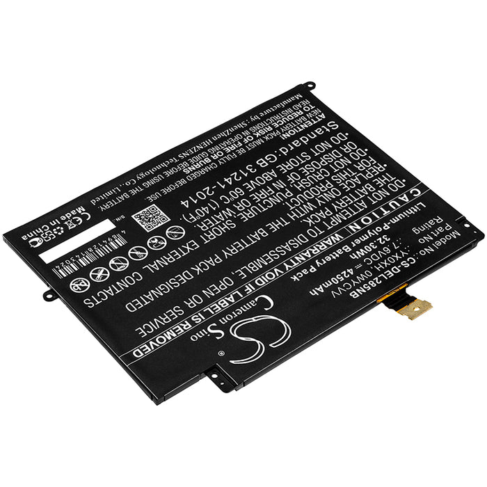 CS-DEL285NB : Battery for DELL Latitude 7285 - Replaces DELL YX0XH, YXOXH, OWYCVV and others