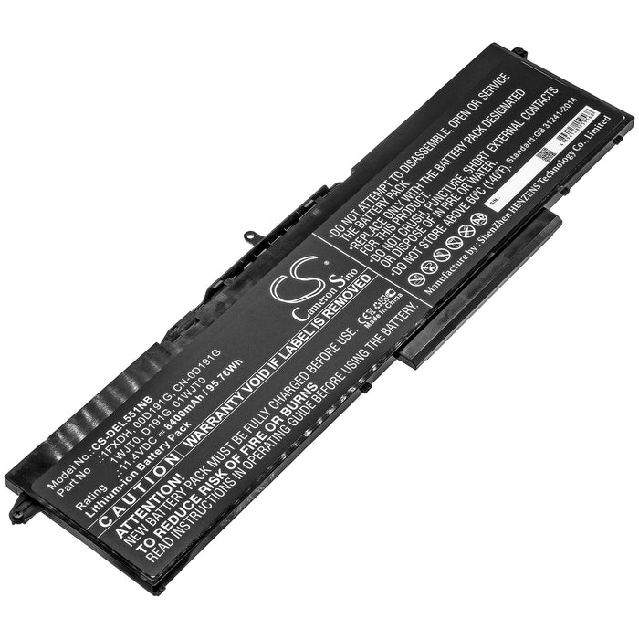 CS-DEL551NB : Battery for DELL Latitude 15 5501, Latitude 15 5511, Precision 3541 and others - Replaces DELL 1FXDH, 0D191G, CN-0D191G and others