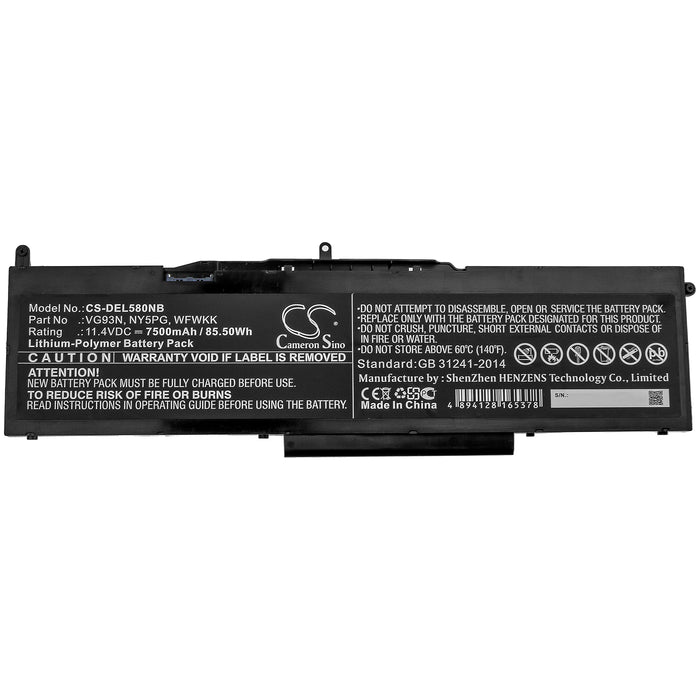 CS-DEL580NB : Battery for DELL Latitude 5580, Precision 15 3520, Latitude 5591 and others - Replaces DELL NY5PG, VG93N, WFWKK