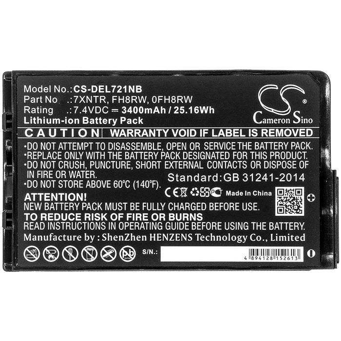 CS-DEL721NB : Battery for DELL Latitude 7202 Rugged Tablet, Latitude 7212, Latitude 12 7202 and others - Replaces DELL 7XNTR, FH8RW, 0FH8RW and others