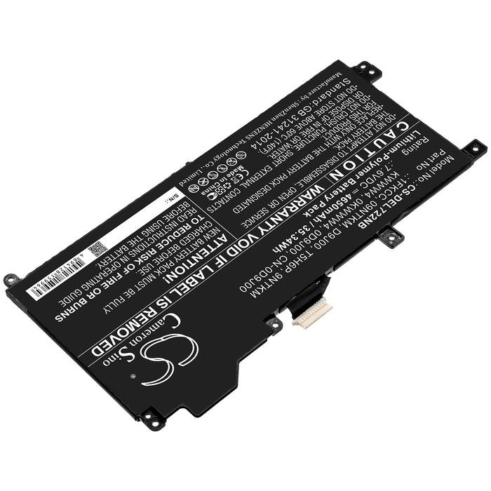 CS-DEL722NB : Battery for DELL Latitude 7200 2-in-1, Latitude 12 7200 - Replaces DELL 09NTKM, 1FKCC, D9J00 and others