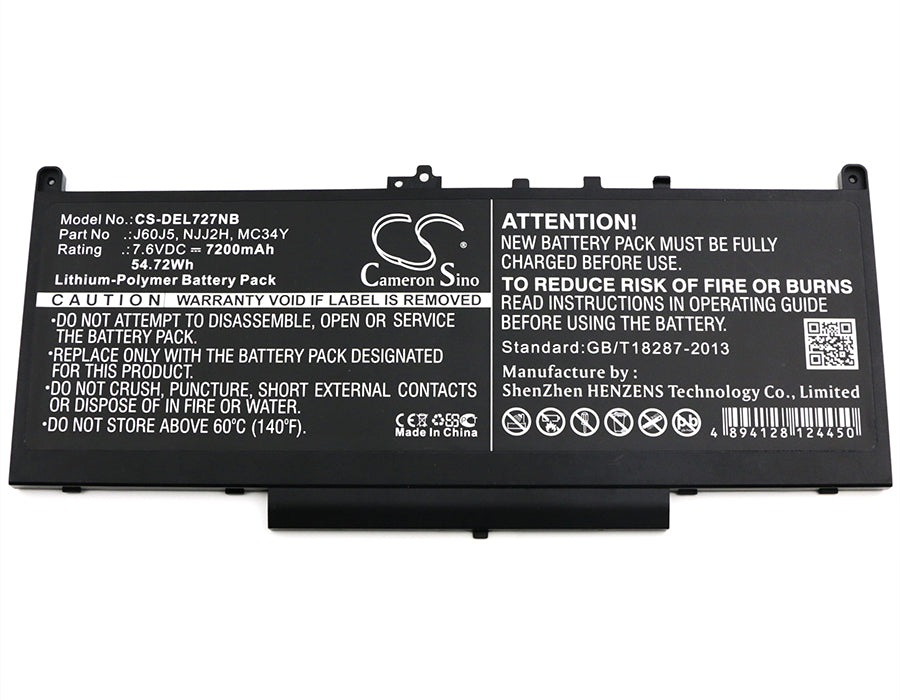 CS-DEL727NB : Battery for DELL Latitude 12 E7270, Latitude 12 E7470, Latitude 14 E7470(N016L74701580CN) and others - Replaces DELL J60J5, NJJ2H, MC34Y and others