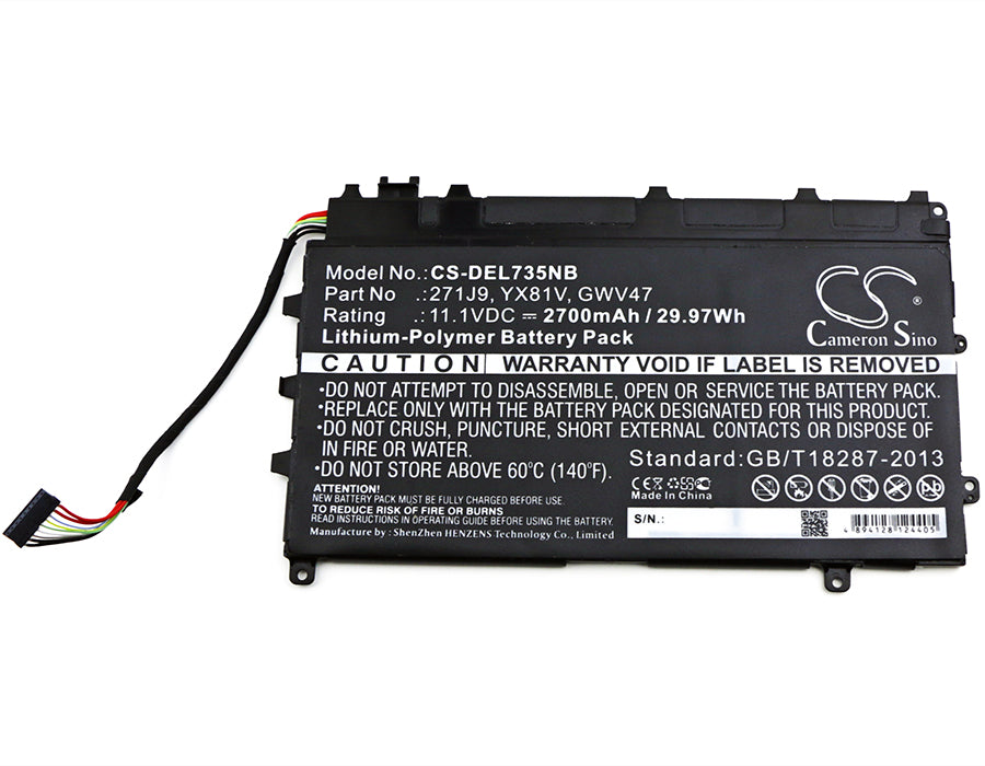 CS-DEL735NB : Battery for DELL Latitude 7350, Latitude 13 7000, Latitude 13 7000(CAL001LATI735013480) and others - Replaces DELL 271J9, YX81V, GWV47 and others