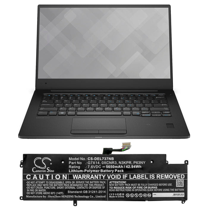 CS-DEL737NB : Battery for DELL Latitude E7370, Latitude 13 7370, Latitude 7370 - Replaces DELL G7X14, 0XCNR3, N3KPR and others