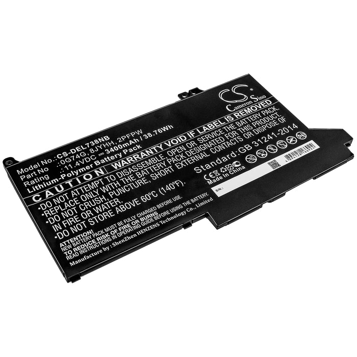 CS-DEL738NB : Battery for DELL Latitude 12 7280, Latitude 12 7480, Latitude 12 5300 and others - Replaces DELL 0G74G, 8JYHH, 2PFPW