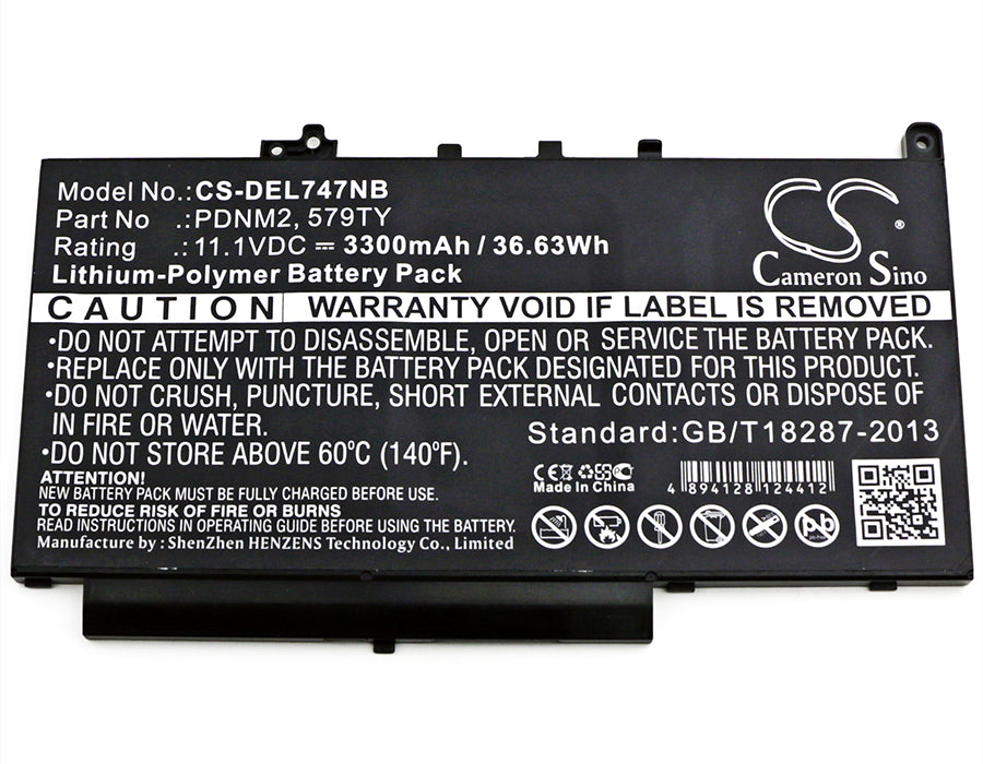 CS-DEL747NB : Battery for DELL Latitude E7470, Latitude E7270, Latitude 12 E7470 and others - Replaces DELL PDNM2, 579TY, 0579TY and others