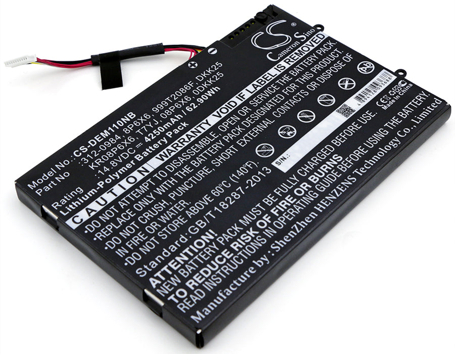 CS-DEM110NB : Battery for DELL Alienware M11x, Alienware M11xR2, Alienware M11xR3 and others - Replaces DELL 312-0984, 8P6X6, 999T2086F and others