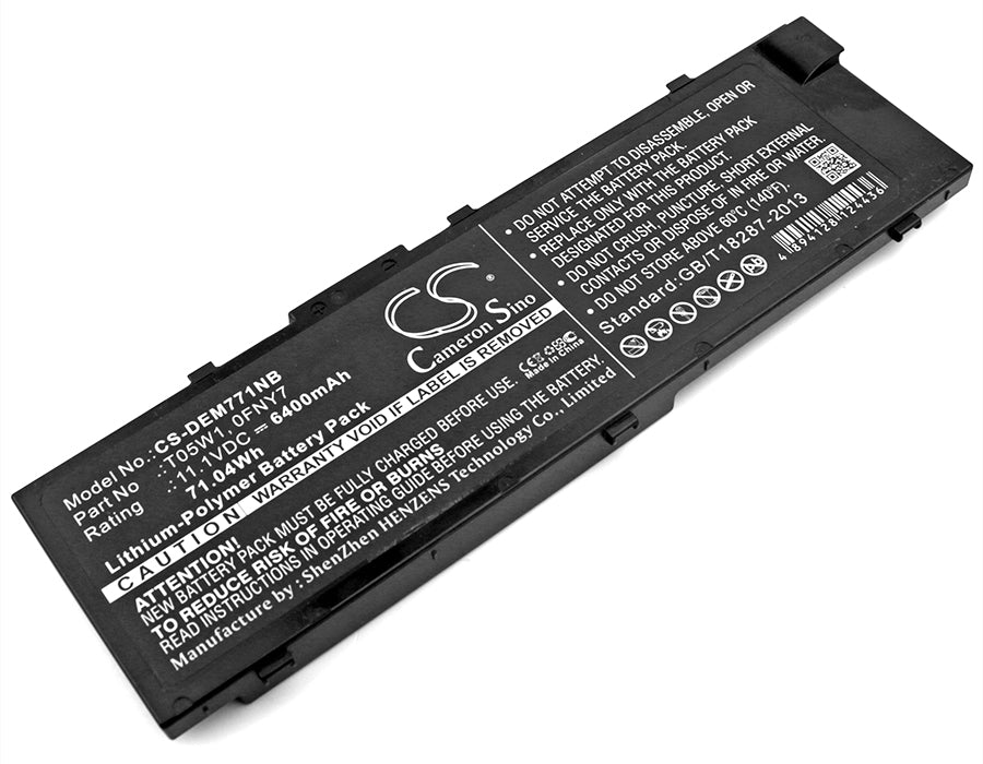 CS-DEM771NB : Battery for DELL Precision M7710, Precision 17 7000, Precision 17 7710 and others - Replaces DELL T05W1, 0FNY7, FNY7 and others