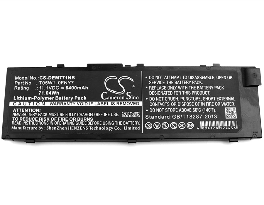 CS-DEM771NB : Battery for DELL Precision M7710, Precision 17 7000, Precision 17 7710 and others - Replaces DELL T05W1, 0FNY7, FNY7 and others