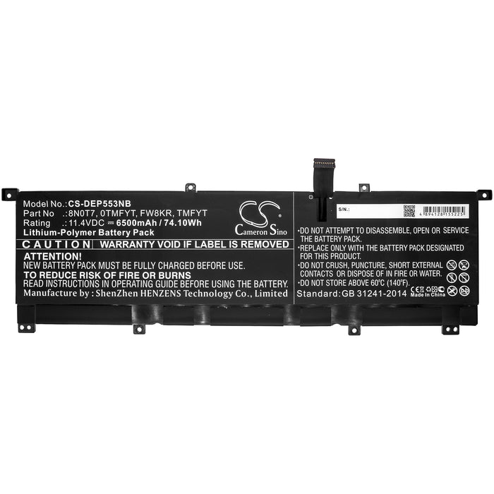 CS-DEP553NB : Battery for DELL Precision 5530 2-in-1, XPS 15-9575-D2801TS, XPS 15-9575-D1805TS and others - Replaces DELL 0TMFYT, 8N0T7, FW8KR and others