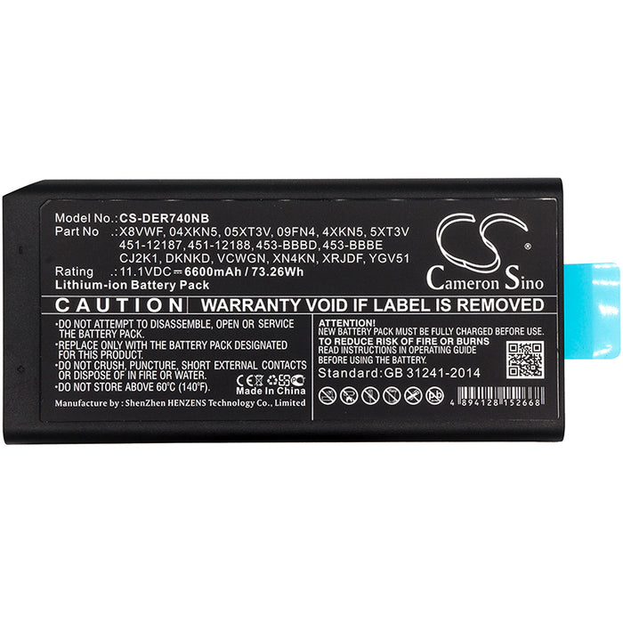 CS-DER740NB : Battery for DELL Latitude 14 Rugged 7404, Latitude 14 Rugged Extreme 7404, Latitude 14 Rugged 5404 and others - Replaces DELL 04XKN5, 05XT3V, 09FN4 and others