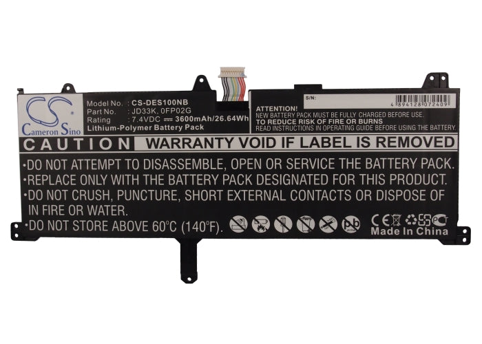 CS-DES100NB : Battery for DELL XPS 10 - Replaces DELL JD33K, 0FP02G