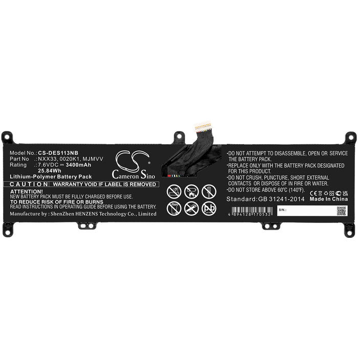 CS-DES113NB : Battery for DELL Inspiron 11 3195 2-in-1 - Replaces DELL 0020K1, MJMVV, NXX33