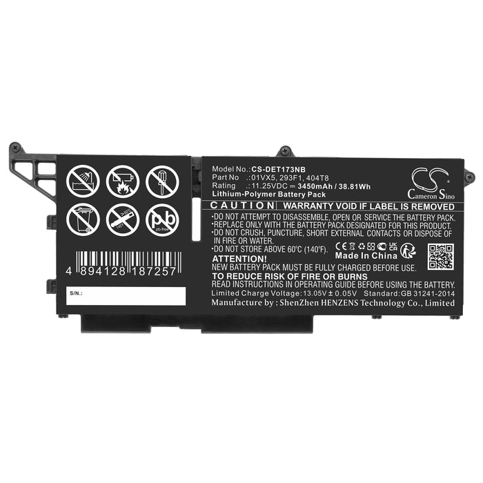 CS-DET173NB : Battery for DELL Latitude 13 7330, Latitude 7330 Rugged Extreme - Replaces DELL 01VX5, 293F1, 404T8