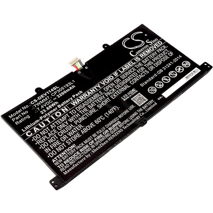 CS-DEV114SL : Battery for DELL Venue 11 Pro Keyboard Dock, D1R74, CFC6C - Replaces DELL 7WMM7, CP305193L1, DL011301-PLP22G0