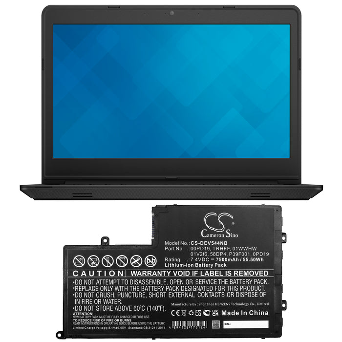 CS-DEV544NB : Battery for DELL Inspiron 14-5442, Inspiron 14-5443, Inspiron 14-5445 and others - Replaces DELL 00PD19, TRHFF, 01WWHW and others