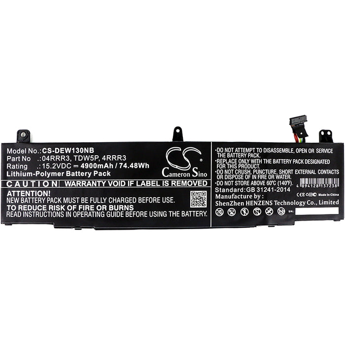 CS-DEW130NB : Battery for DELL Alienware 13 R3, ALW13C, ALW13CR-2838 and others - Replaces DELL 04RRR3, TDW5P, 4RRR3