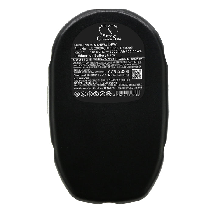 CS-DEW213PW : Battery for DeWalt DC212, DC213KB, DC330 and others - Replaces DeWalt DC9096, DE9039, DE9095 and others