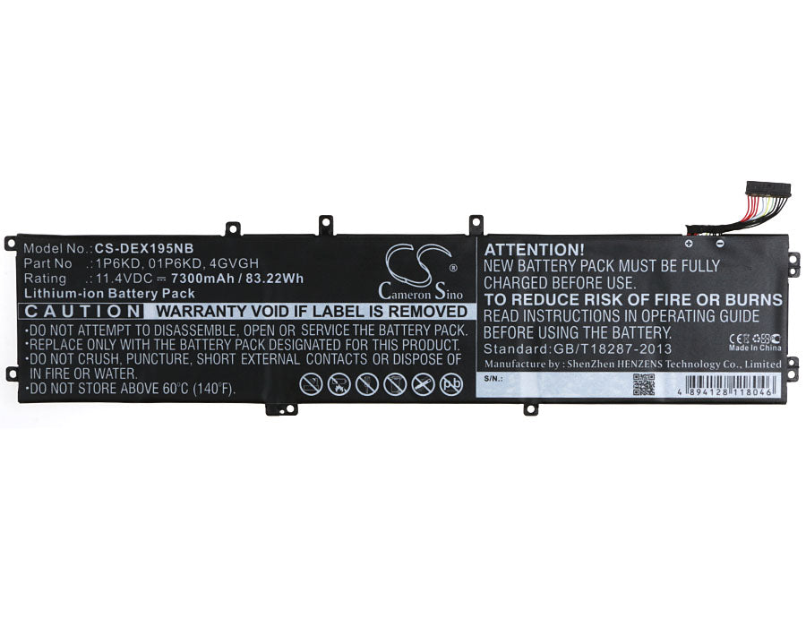 CS-DEX195NB : Battery for DELL XPS 15 9550, XPS 15 9530, Precision 5510 and others - Replaces DELL 1P6KD, 01P6KD, 4GVGH and others