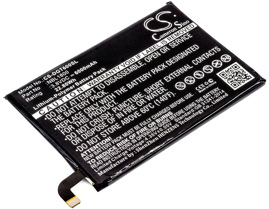 CS-DGT600SL : Battery for Doogee T6, T6 Pro, Homtom HT6 - Replaces Doogee NBL1800, T6