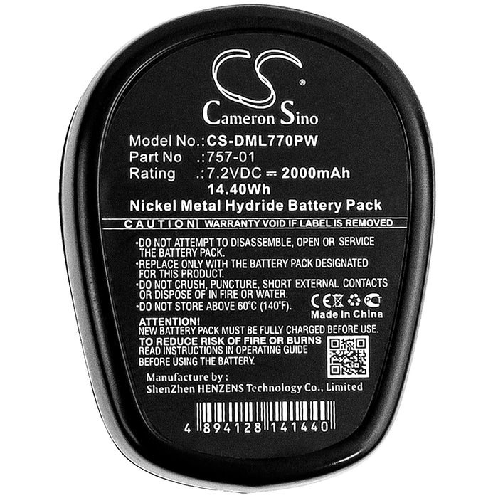CS-DML770PW : Battery for Dremel MultiPro 7700-01, MultiPro 7700-02 - Replaces Dremel 757-01