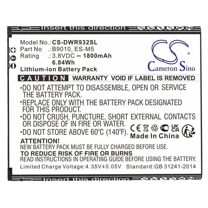 CS-DWR932SL : Battery for D-Link DWR-932, DWR-932M - Replaces D-Link B9010, ES-M5