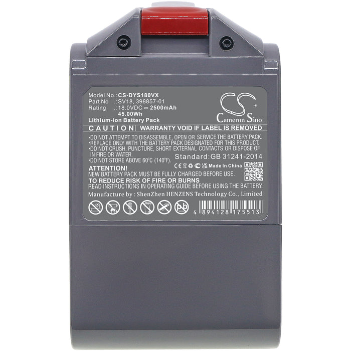 CS-DYS180VX : Battery for Dyson V10 Slim, V10 Digital Slim, V10 Digital Slim Fluffy Extra and others - Replaces Dyson SV18, 398857-01, 965171-02 and others