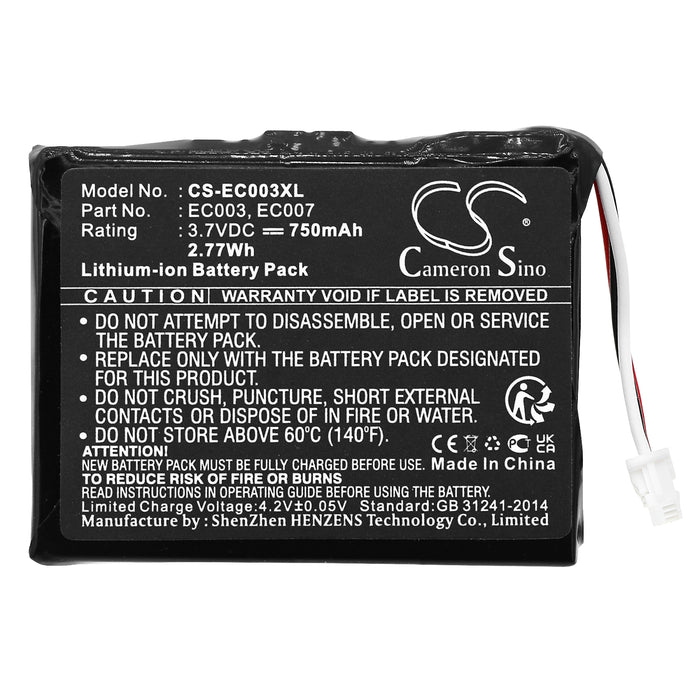CS-EC003XL : Battery for Apple iPOD Mini 4GB, iPOD Mini 6GB, MINI 4GB M9802 and others - Replaces Apple EC003, EC007