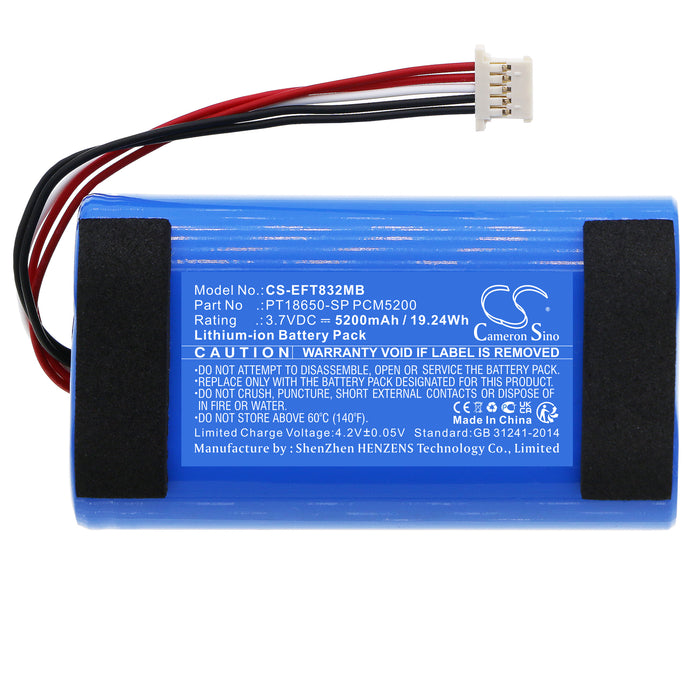 CS-EFT832MB : Battery for Eufy Spaceview Pro baby cam - Replaces Eufy PT18650-SP PCM5200