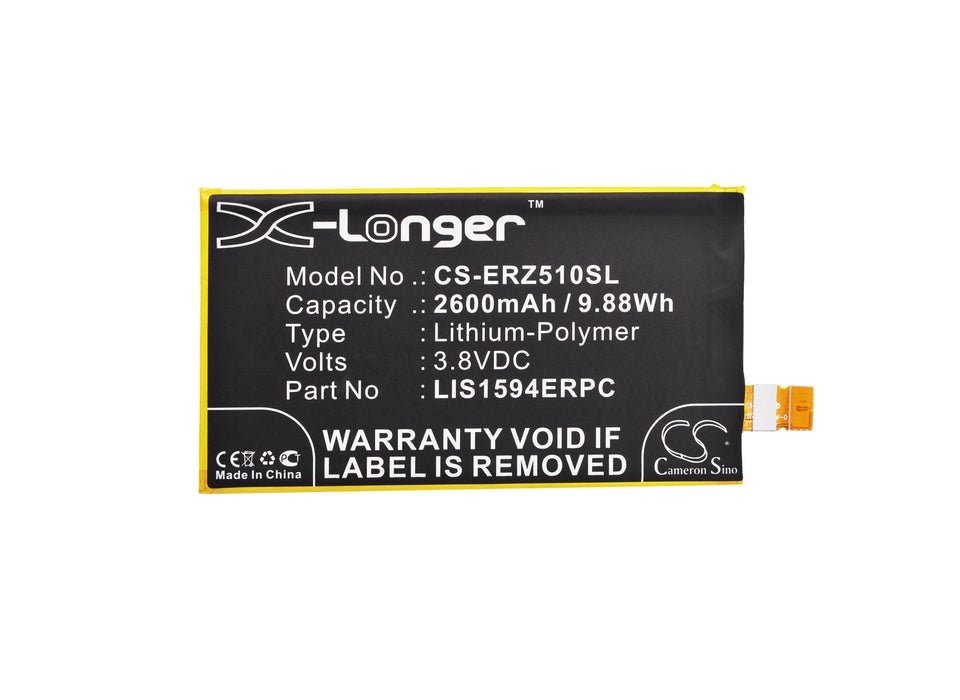 CS-ERZ510SL : Battery for Sony Xperia Z5 Compact, E5823, S50 and others - Replaces Sony Ericsson LIS1594ERPC, 1293-8715