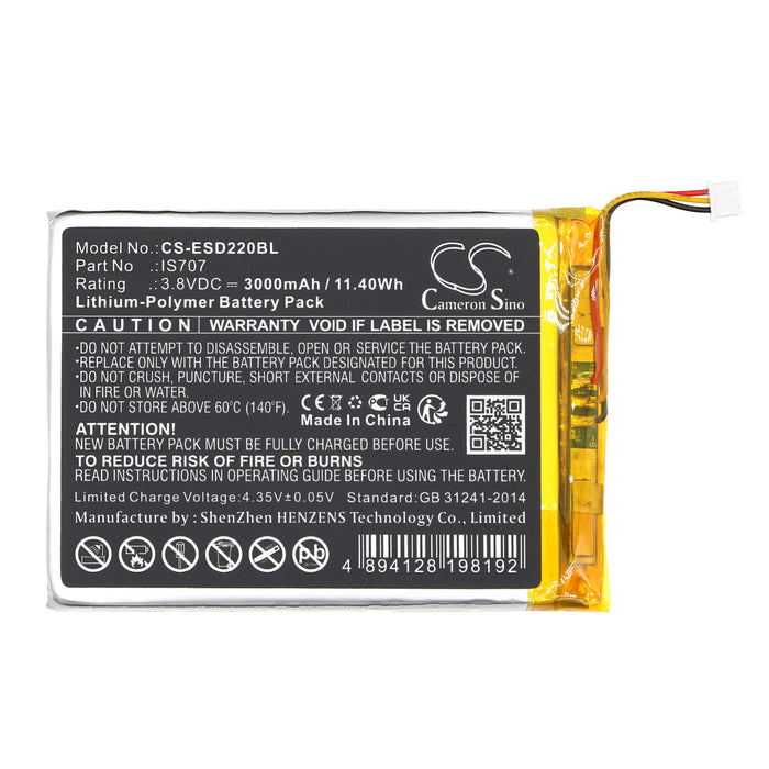 CS-ESD220BL : Battery for Eservice Smart D220 - Replaces Eservice IS707, 1ICP5/55/75