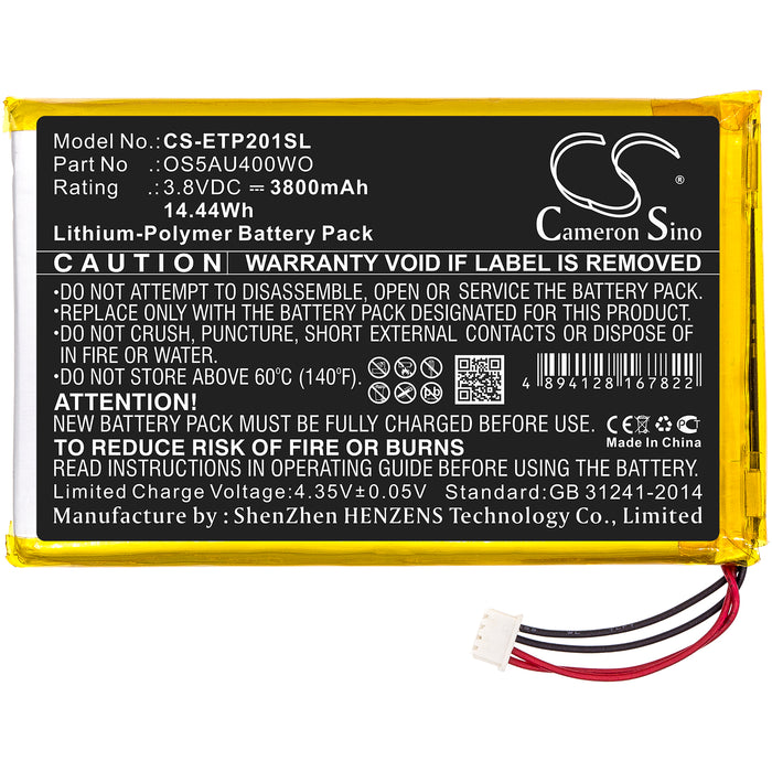 CS-ETP201SL : Battery for Enspert ESP E201U, Identity 7 - Replaces Enspert OS5AU400WO