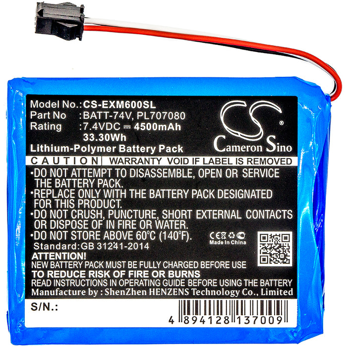 CS-EXM600SL : Battery for Extech MS6000, Ms6060, Ms6100 and others - Replaces Extech BATT-74V, PL707080