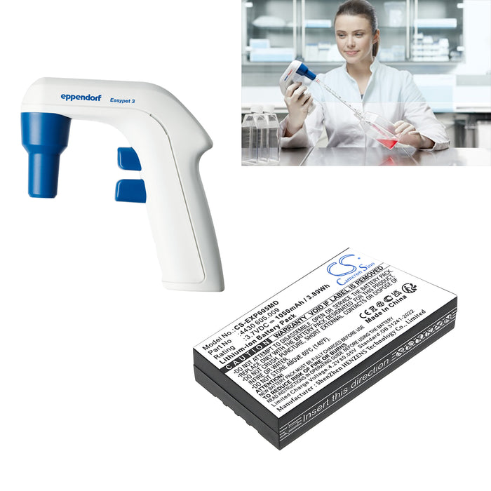 CS-EXP605MD : 3.7v Li-ION battery, Replaces Eppendorf  4430 605.009
