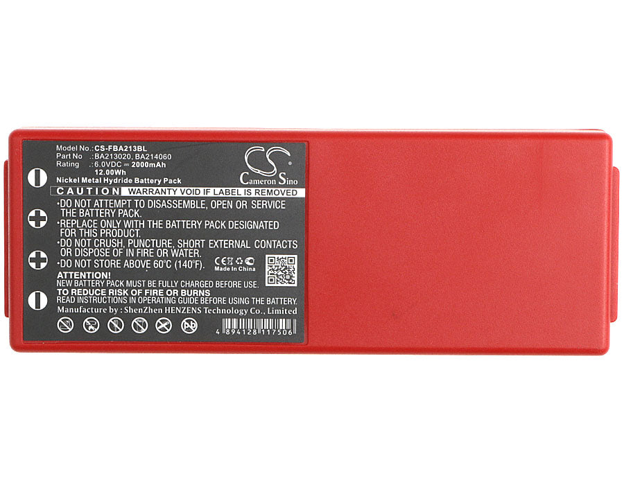 CS-FBA213BL : 6.0v 2000mAh NiMH battery for HBC, replaces BA210, BA213020, BA214060 & others (RED)