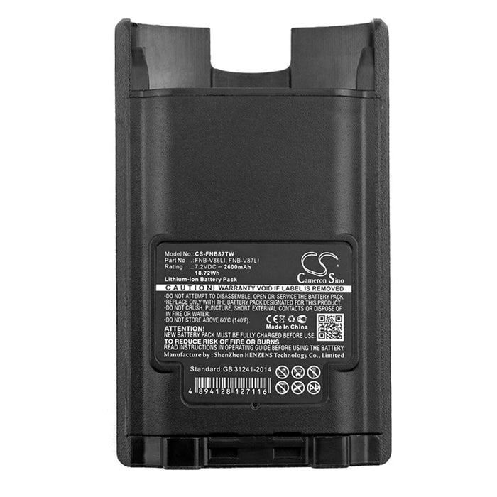 BP-FNB87TW : 7.4v 2600mAh Li-ION battery, replaces Vertex & Yaesu FNB-V87Li, FNB-V86Li