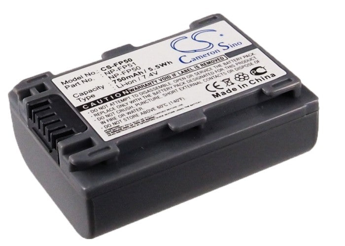 CS-FP50 : Battery for Sony DCR-SR40, DCR-DVD703E, DCR-HC17 and others - Replaces Sony NP-FP50, NP-FP30, NP-FP51