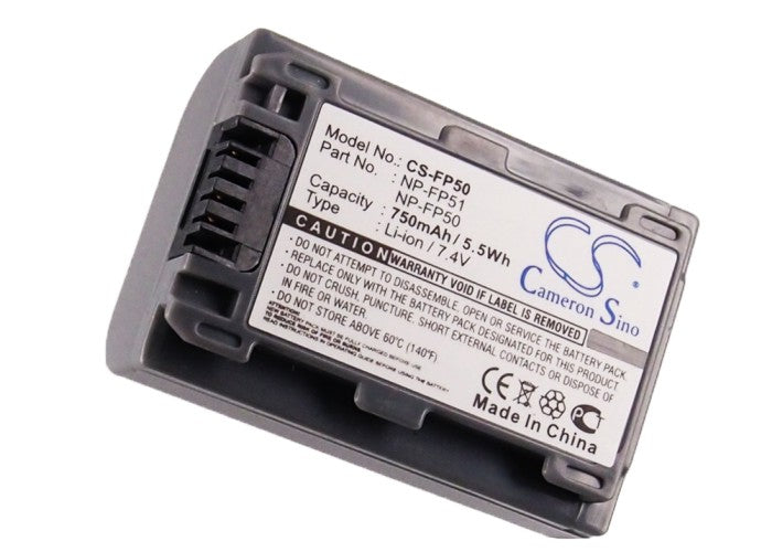 CS-FP50 : Battery for Sony DCR-SR40, DCR-DVD703E, DCR-HC17 and others - Replaces Sony NP-FP50, NP-FP30, NP-FP51