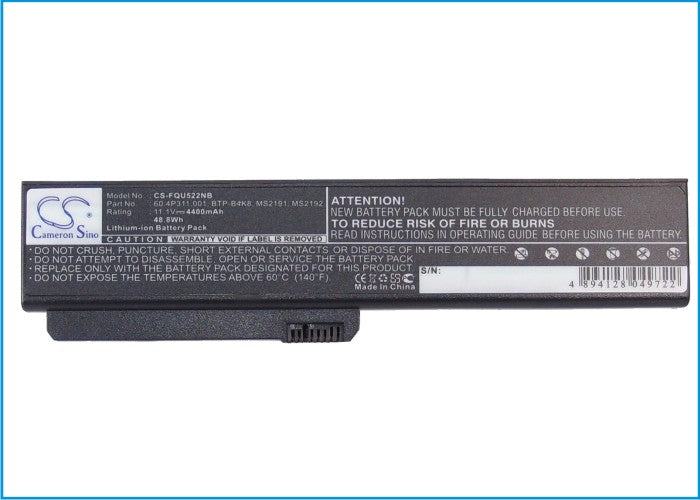 CS-FQU522NB : Battery for Fujitsu  Amilo Si1520 - Replaces Fujitsu SQU-518, SQU-522, 916C4850F and others